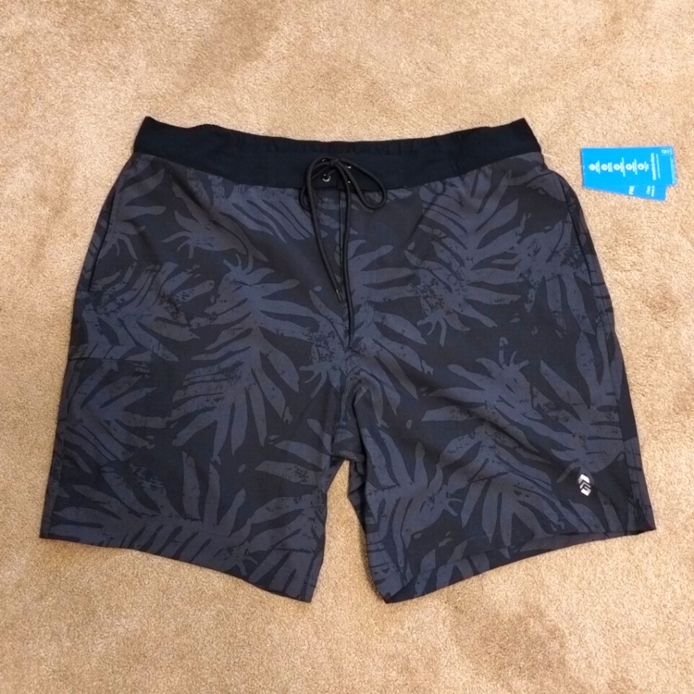 Men's Free Country Swim Short, Palm Heaven, Black, Big & Tall XXL - NWT